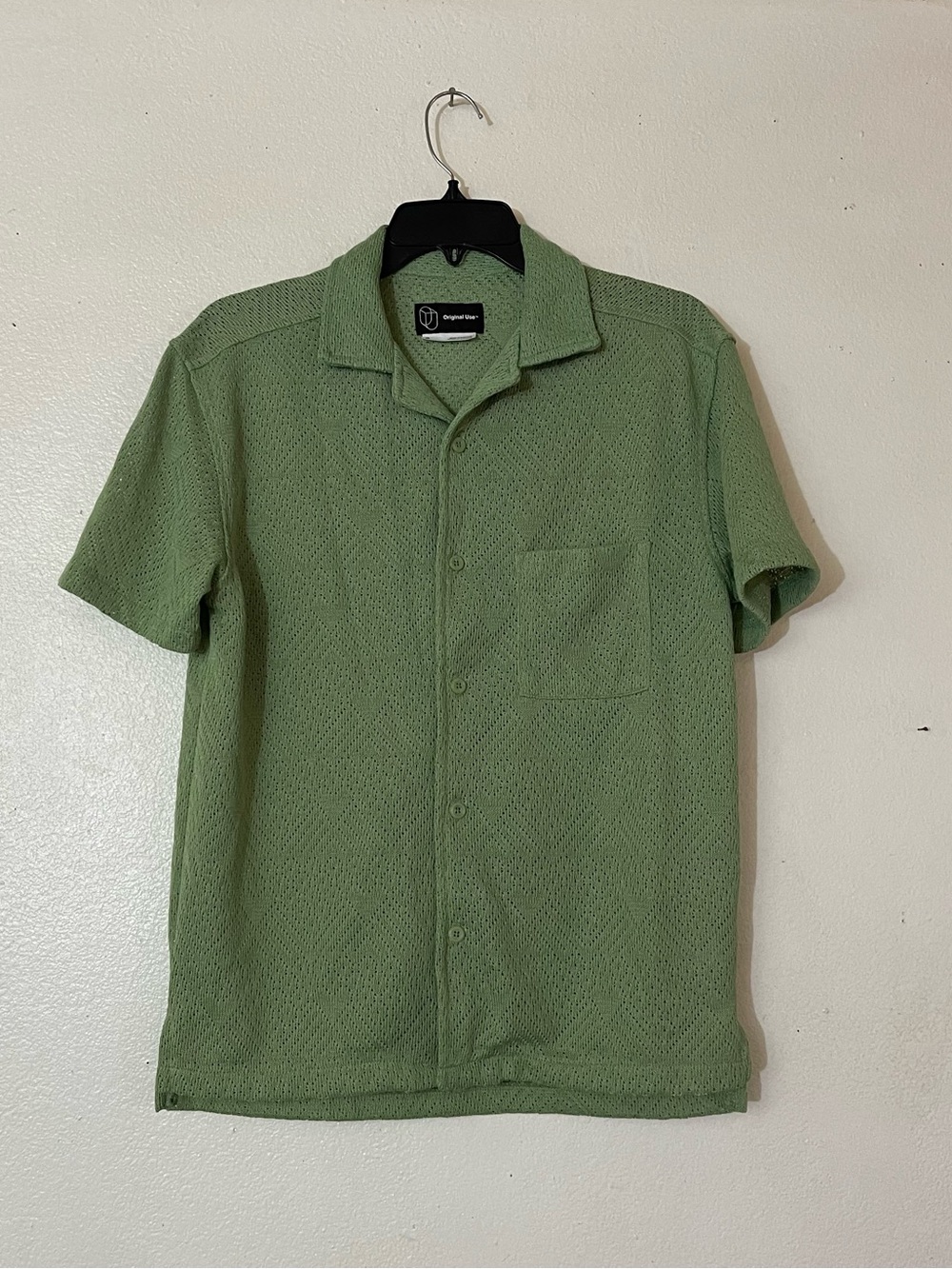 Original Use Sage Green Short-Sleeve Knit Polo Shirt